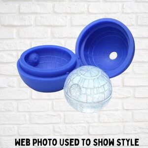 Star Wars Death Star Silicone Ice Cube Mold Blue Round Sphere Maker 2.5 Inch